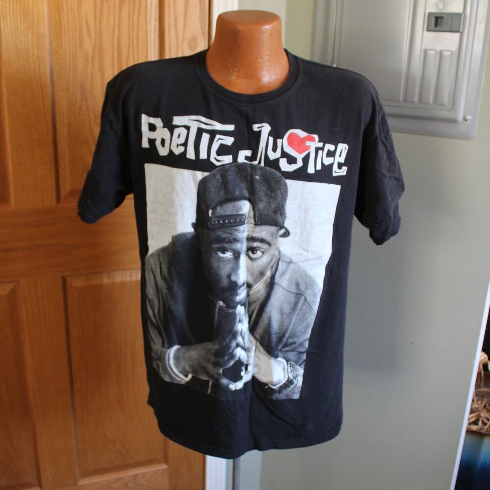 Tupac Shakur Poetic Justice Short Sleeve Black T-Shirt - Size Large